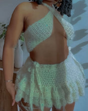 Load image into Gallery viewer, The Lily Crochet Set – Convertible Beaded Top &amp; Ruffle Skirt (Custom Fit)